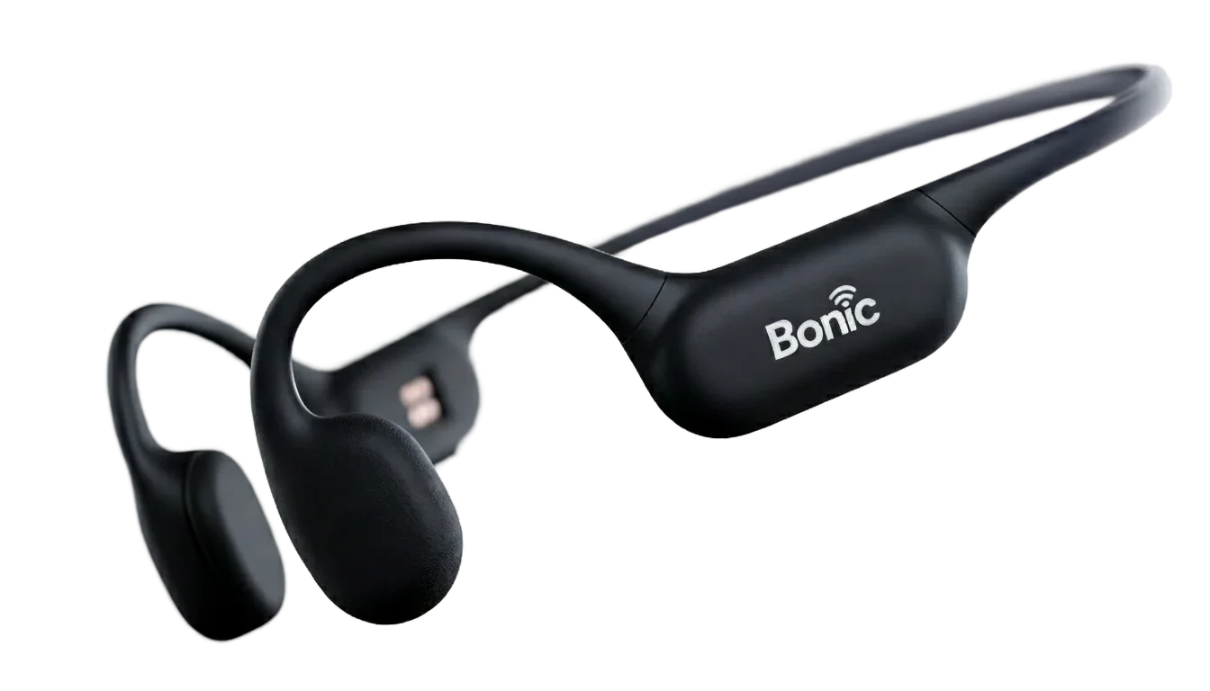 Black Bonic wireless bone conduction headphones with curved ergonomic design