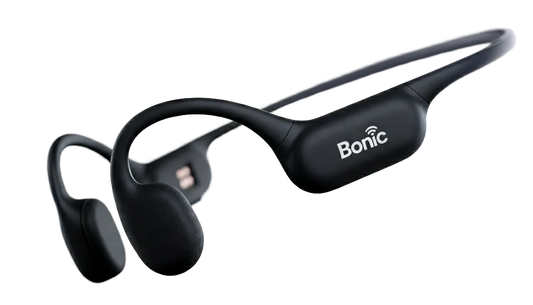 Black Bonic wireless bone conduction headphones with curved ergonomic design